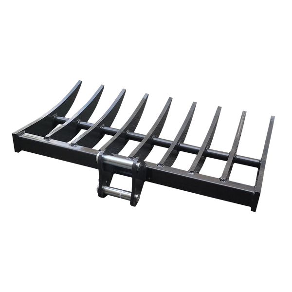 WALLEMAC WRK36-BOB Land Clearing Root Rake 36“ Width for Bobcat Mini Excavator E10, E17,E19,E20, X322D, X320, X324, Doosan DX17Z  or Similar Machines With 30MM Pins