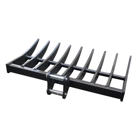 WALLEMAC WRK36-BOB Land Clearing Root Rake 36“ Width for Bobcat Mini Excavator E10, E17,E19,E20, X322D, X320, X324, Doosan DX17Z  or Similar Machines With 30MM Pins